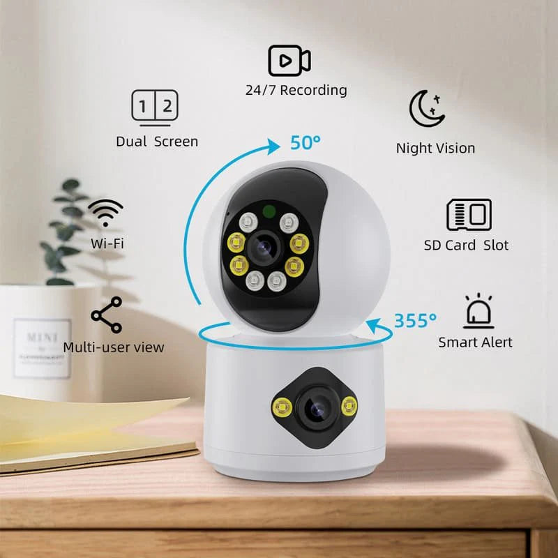 Caméra IP WiFi à double objectif icsee