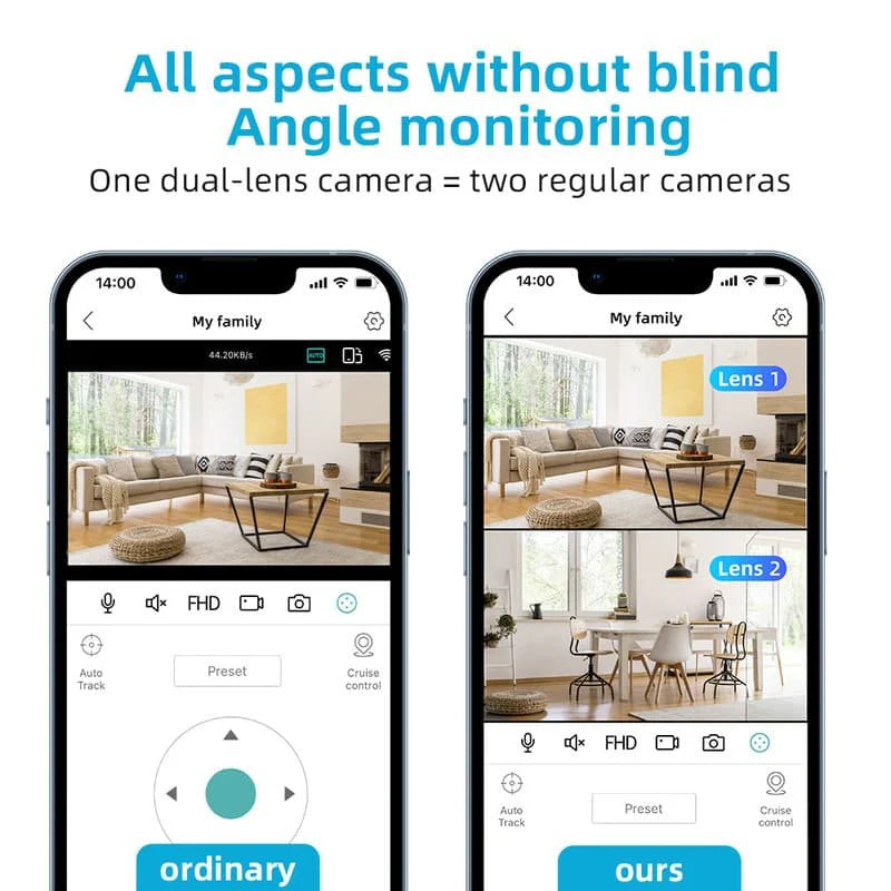 Caméra IP WiFi à double objectif icsee