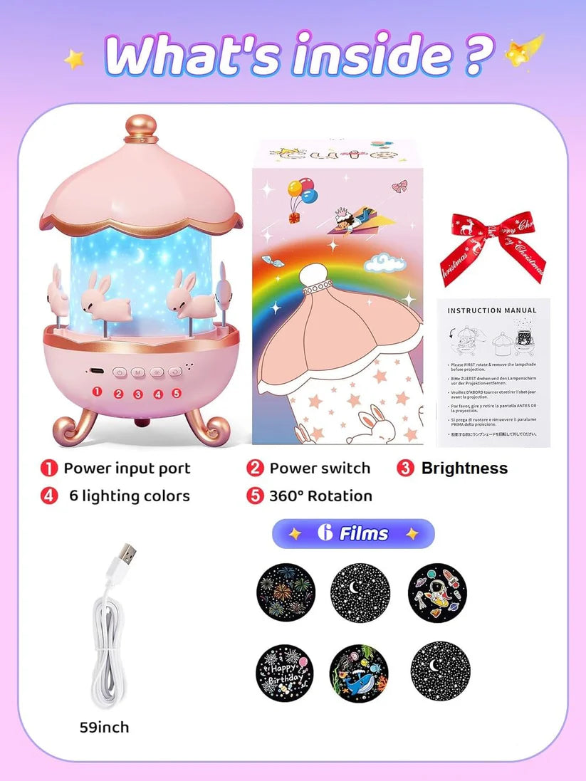 Projecteur veilleuse carrousel lapin
