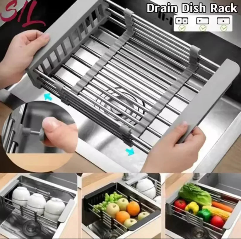 Égouttoir à vaisselle réglable en acier inoxydable,