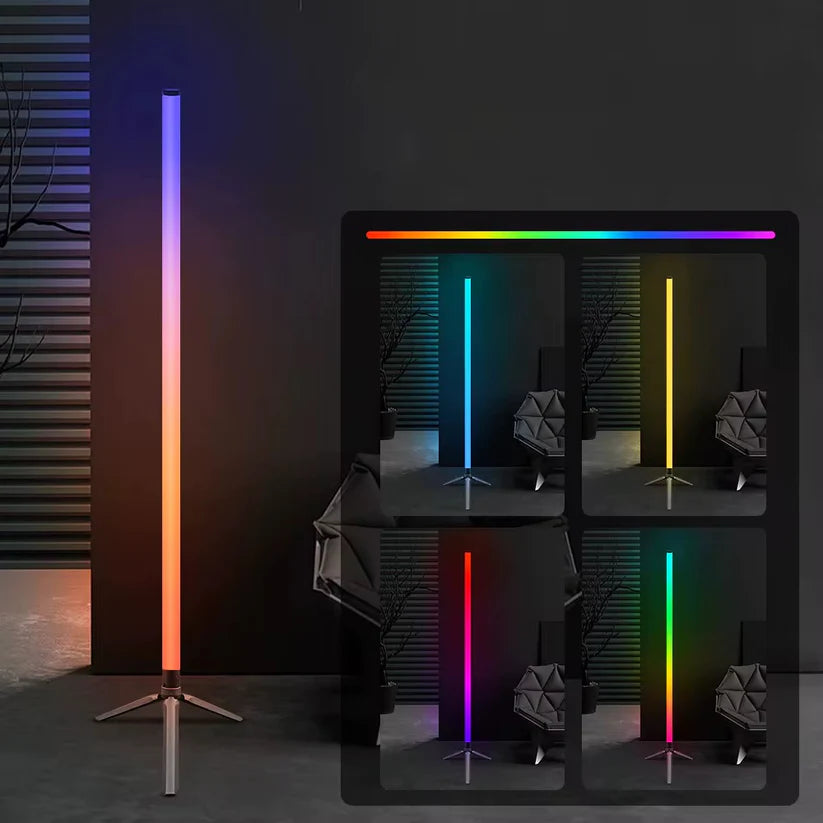 1 Lampadaire d’Angle Intelligent LED RGB 110 cm – Luminaire Moderne sur Pied