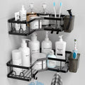 Lot de 3 Paniers de Douche Adhésifs en Métal – Antirouille, Double Niveau, Fixation Murale