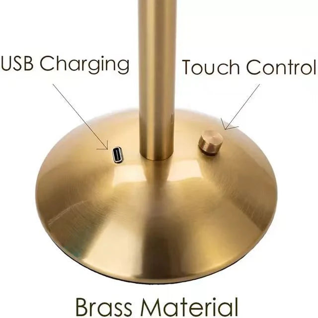 Lampe de Bureau LED Tactile Moderne en Métal et Cristal – 3 Couleurs Réglables, Rechargeable USB, Sans Fil