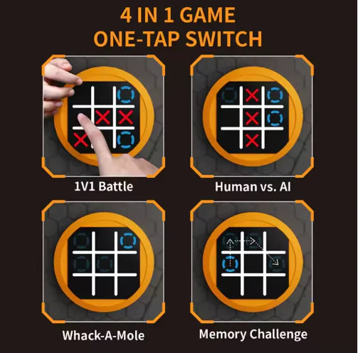 Jouet éducatif 4 en 1 – Mini Tic Tac Toe électronique portable