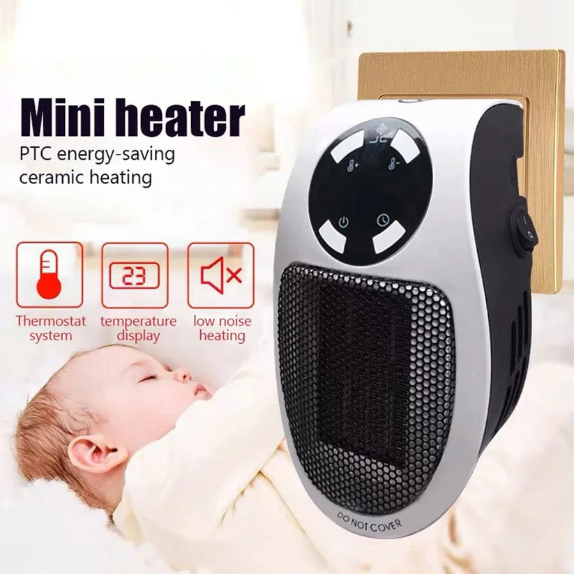 Mini Chauffage Mural Électrique 500W + Télécommande