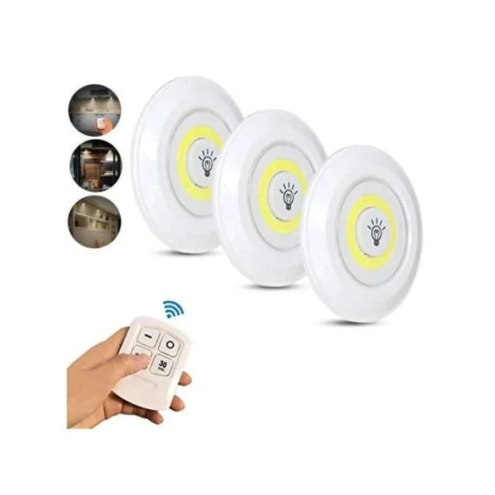 Lot De 3 Spots Led Sans Fil Avec Télécommande
