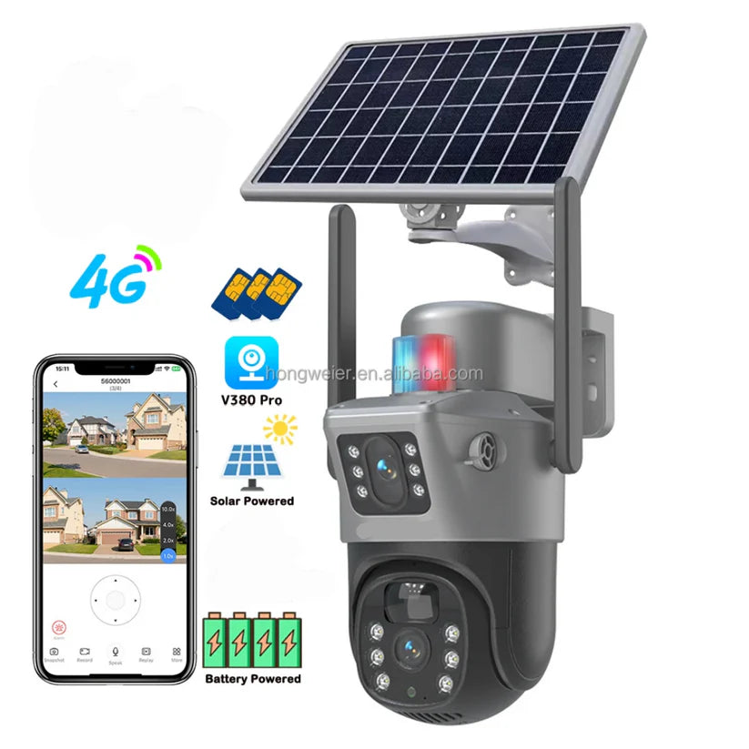 caméra solaire double lentille 4G extérieure V380 Pro 6m