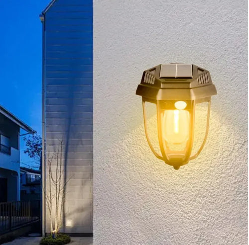 Applique Murale Lampe Solaire En Tungstène avec Détecteur de Mouvement Étanche