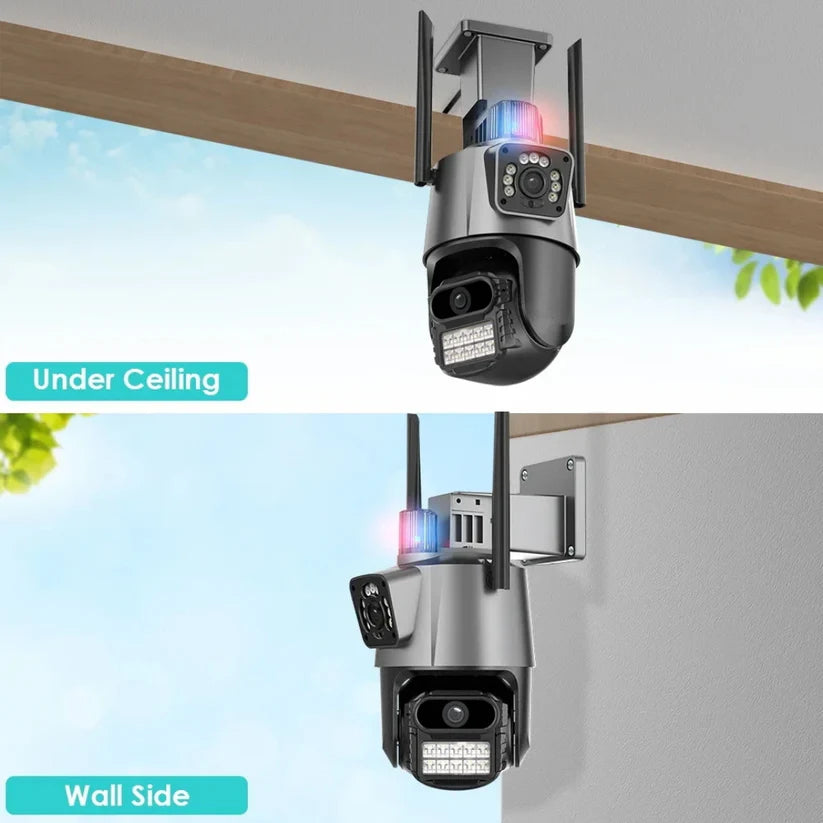 Caméra de sécurité intelligente WiFi étanche à double objectif iCSee 6 MP